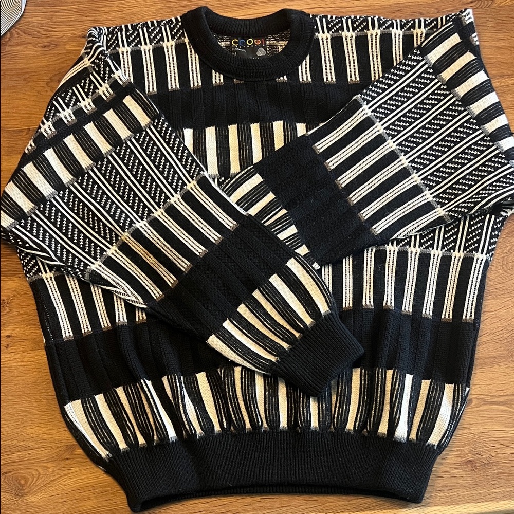 COOGI Sweater in Black and White Stripes